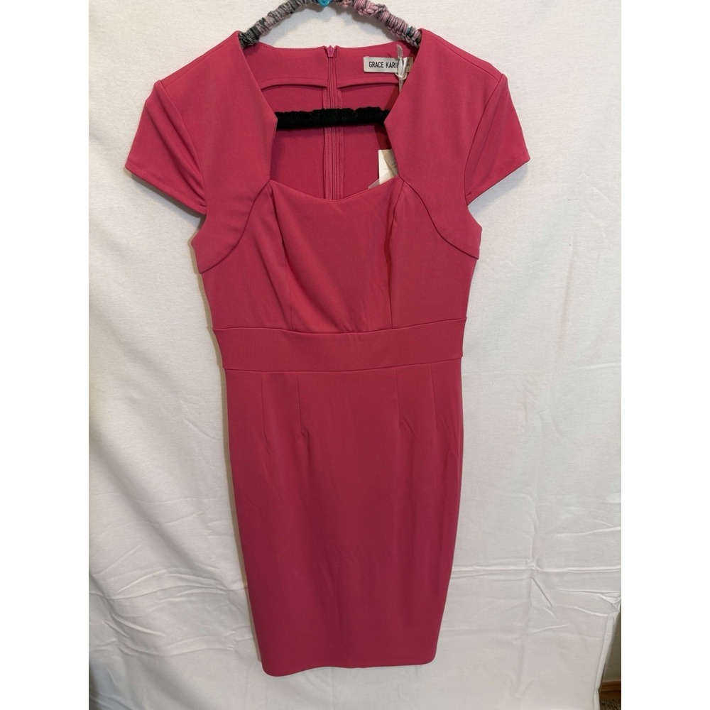 Pink Barbiecore Vintage-style Pinup Retro Bodycon Midi Sheath Girly Dress Sz S
